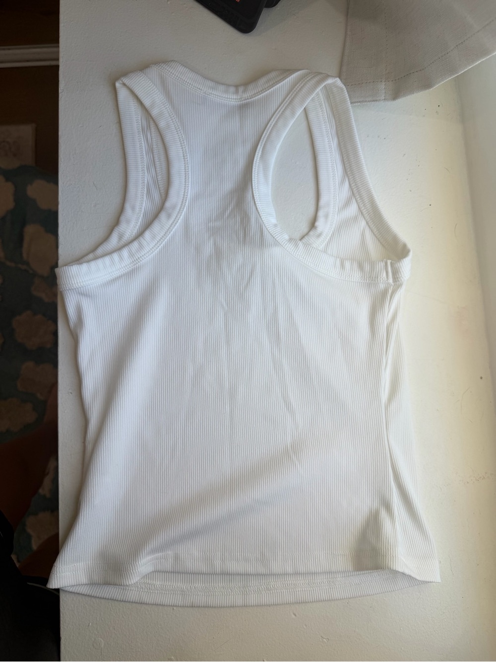 White Ribbed Racerback Tank Top - Picture 2 of 2